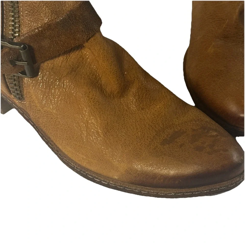 Dolce Vita Womens Size 8 M Brown Leather Zip Buckle‎ Ankle Fashion Boots Bootie
